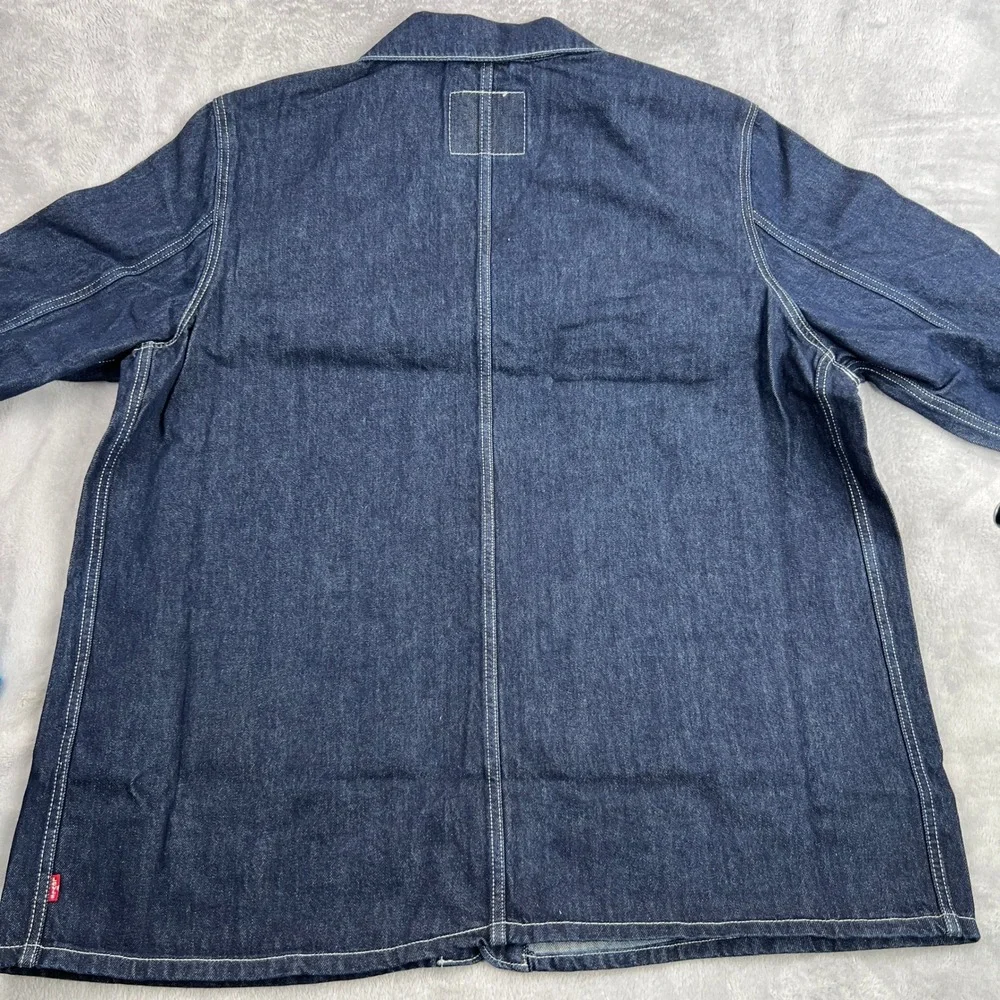 Levi's Chore Coat Jacket XL Dark Wash Blue Denim Mens Workwear Utility 00388 - Picture 7 of 10